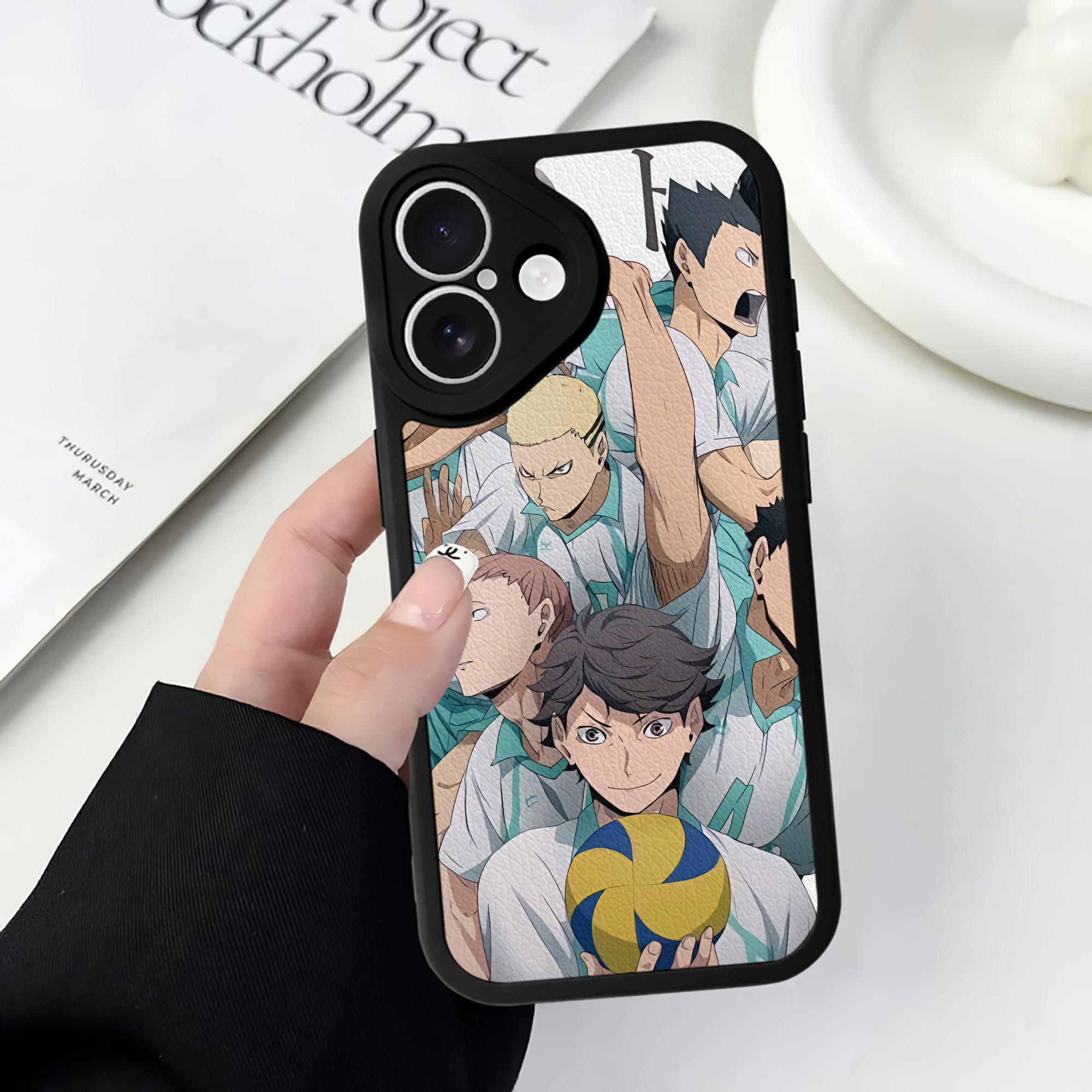 （画像用） ハイキュー!! Haikyu!! 【iPhone 16シリーズ対応】シリコンスマホケース（レザー調） 材質：シリコン